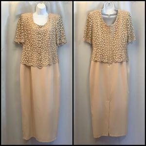 Obsessions Couture Dress Women’s Size 14 Lace Metallic Maxi Formal